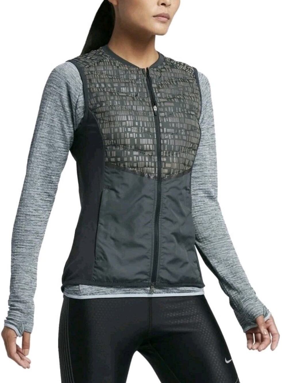 Nike Aeroloft Flash Running Vest Size Small Reflective Green Goose Down